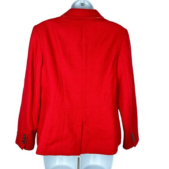 Talbots Classic 2 Button Red Wool Blend Blazer size 10P - Picture 2 of 16